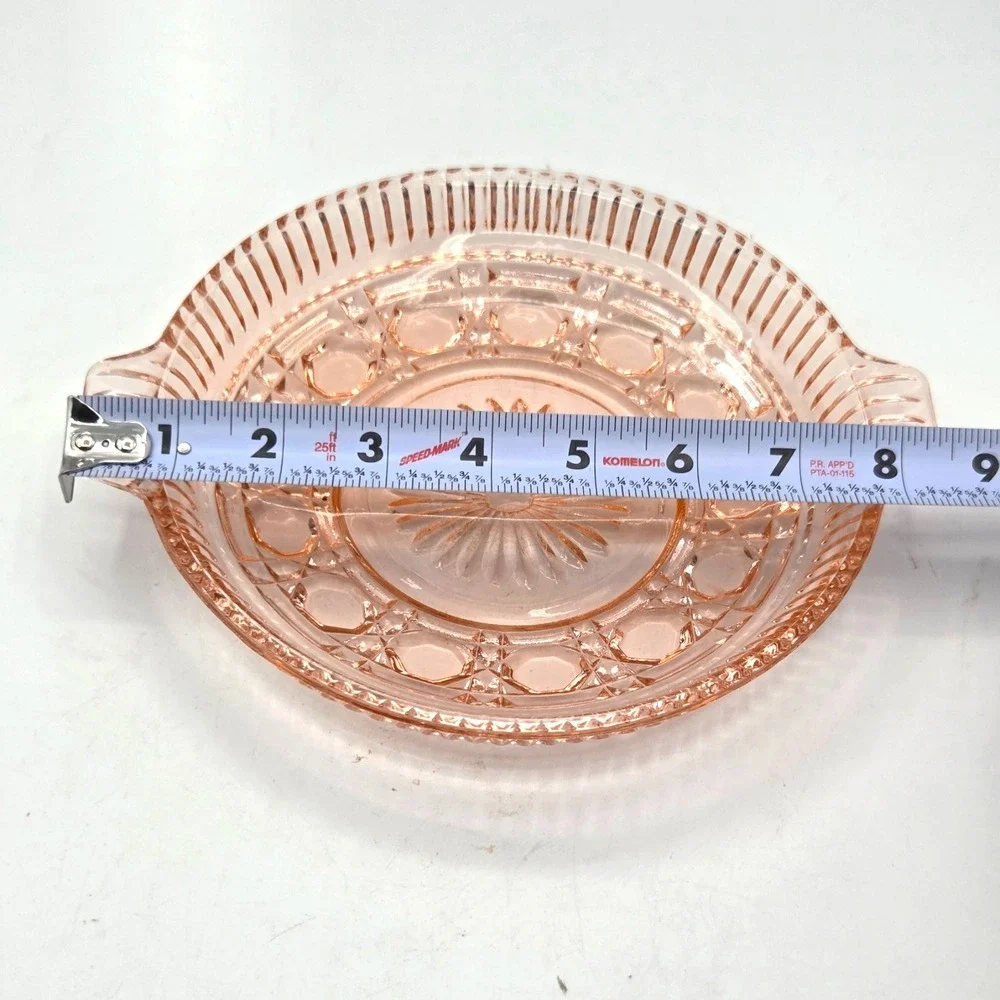 Vintage Pink Depression Indiana Glass Windsor Divided Candy Nut Relish w/Handles